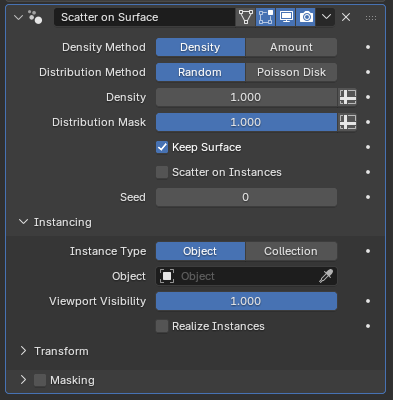 The new Geometry Nodes based modifier to scatter objects.